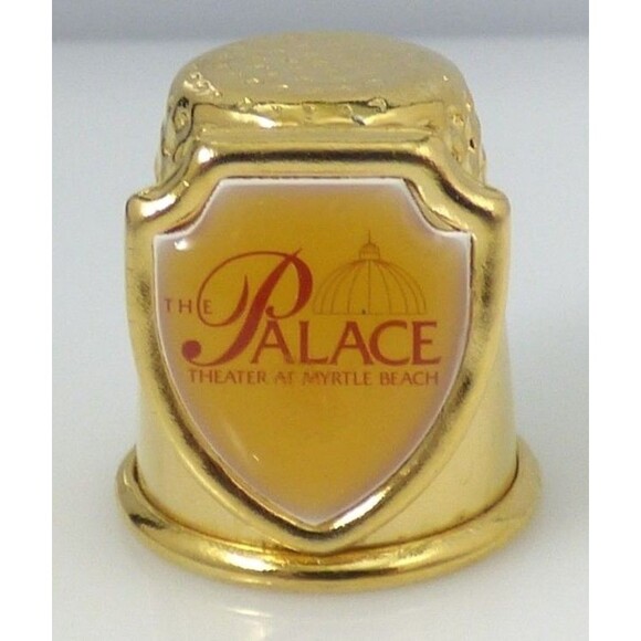 Myrtle Beach SC Thimble Souvenir The Palace Theater Gold Tone Metal Vintage - Picture 4 of 11